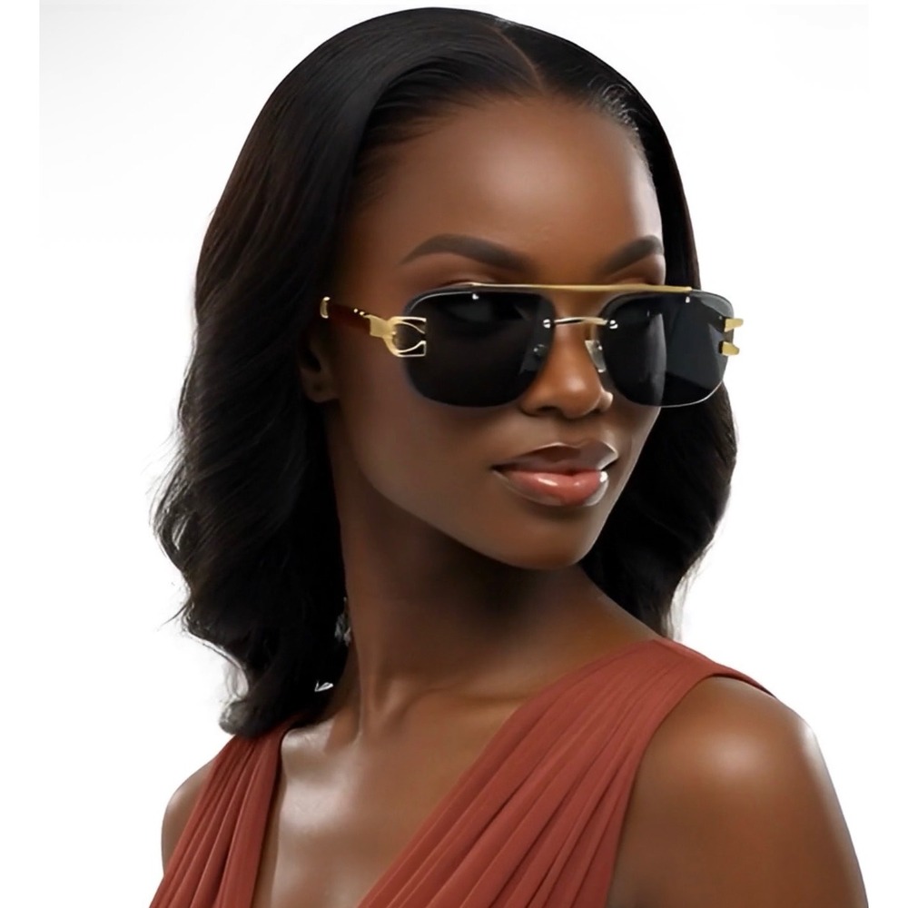 Rectangular Sunglasses Women Fashion Arms Grey Lens Vintage Style Sumer Trendy